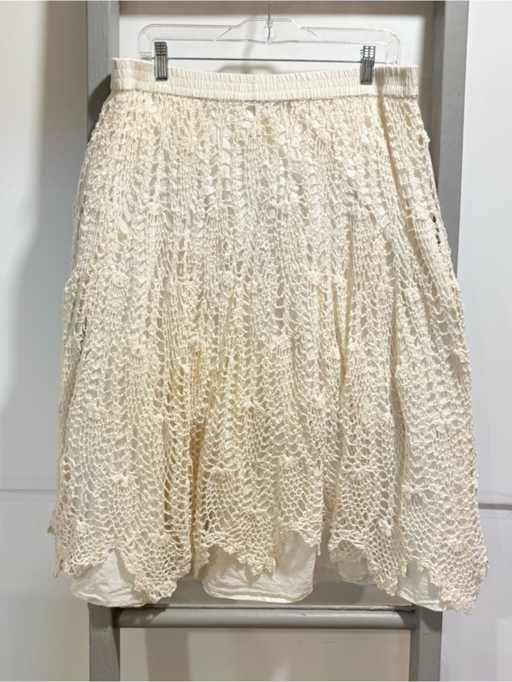 XL Crochet bohemian Skirt, fairy grunge, cottagecore, whimsy, lagenlook, flowy - Picture 8 of 8